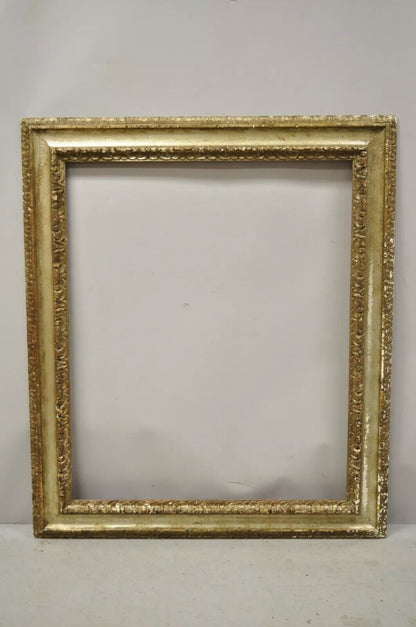 Italian Polychrome Parcel Gilt Carved Wood 51x33 Florentine Painting Frame