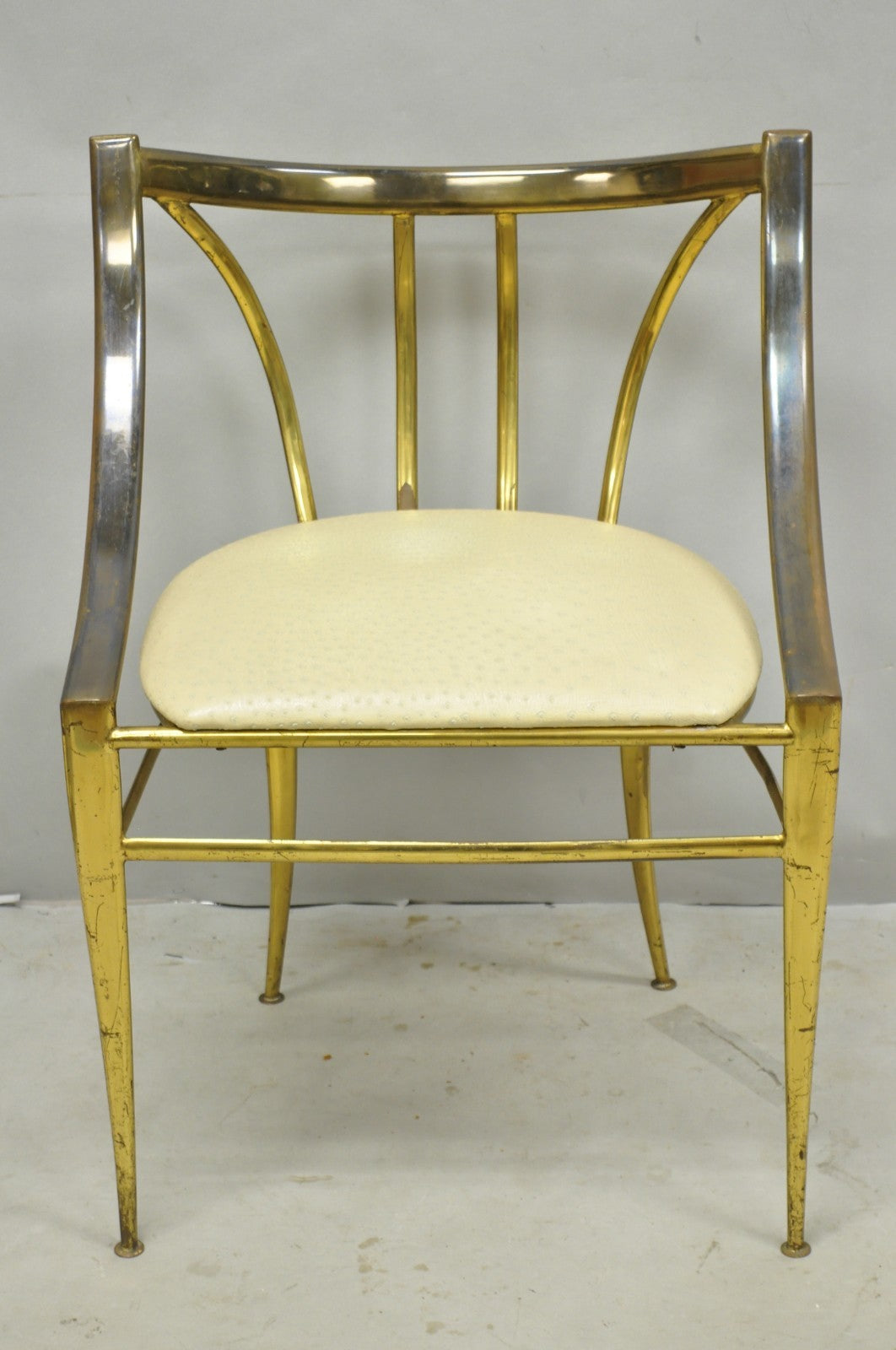 Vintage Italian Hollywood Regency Sculptural Brass Chiavari Style Accent Chair