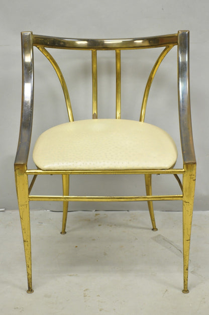 Vintage Italian Hollywood Regency Sculptural Brass Chiavari Style Accent Chair