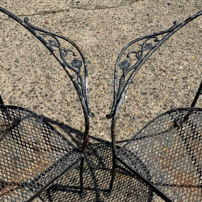 Salterini Style Wrought Iron Garden Patio Arm Chairs by Florentine Craft Studio