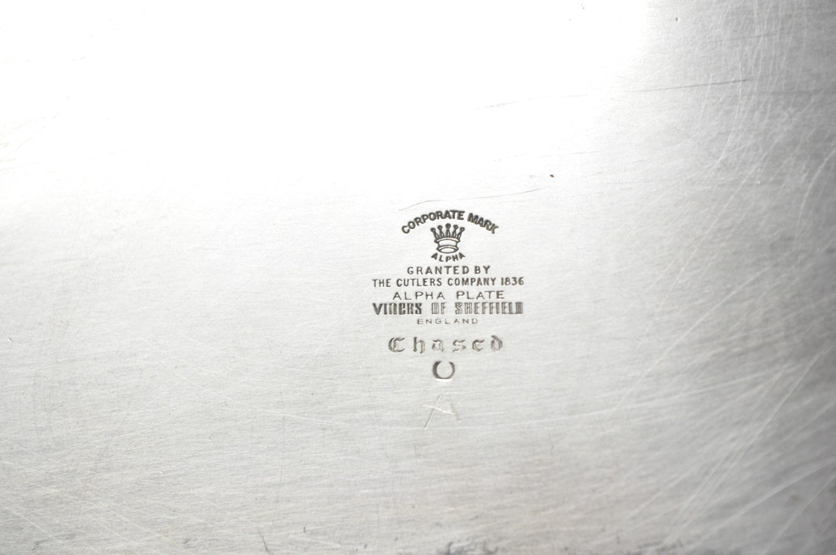 Vintage Viners of Sheffield Edwardian Silver Plated Raised Gallery Oval Tray