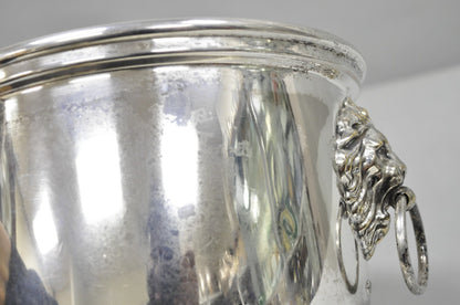 Vintage English Regency Winthrop Silver Plated Lion Handle Covered Ice Bucket