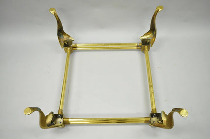 Vintage Hollywood Regency Brass Queen Anne Legs Square Coffee Table Base