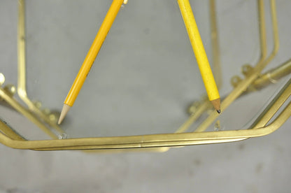 Mid Century Italian Modern Brass and Glass 3 Tier Rolling Bar Cart Serving Table