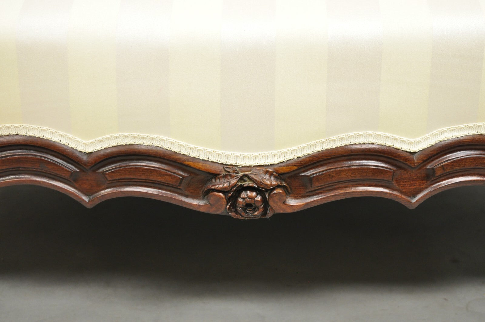 Antique Victorian French Rococo Carved Mahogany Upholstered Loveseat Parlor Sofa