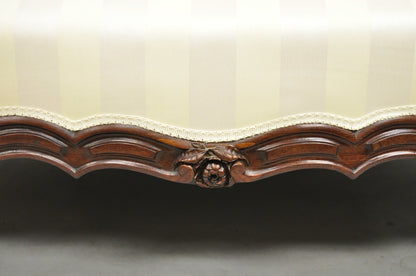 Antique Victorian French Rococo Carved Mahogany Upholstered Loveseat Parlor Sofa