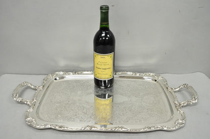 Vintage WM A Rogers Victorian Silver Plated Twin Handle Serving Platter Bar Tray