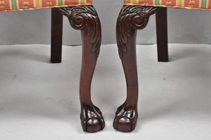 Vintage Chippendale Mahogany Ball and Claw Dining Side Chairs attr. Kindel, Pair