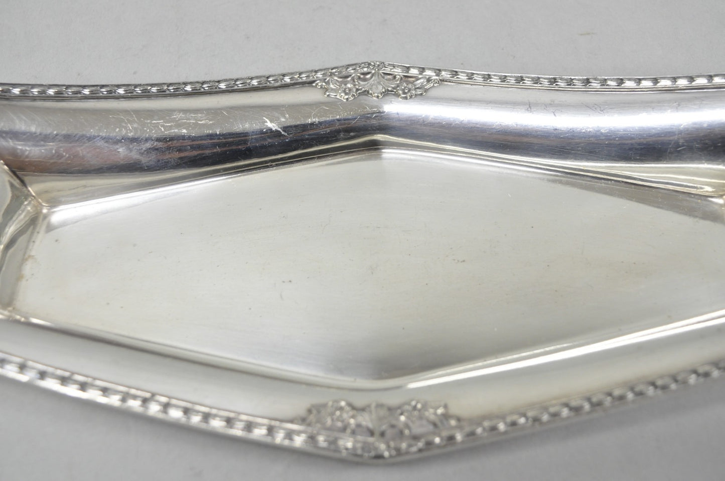 Vintage Poole 8093 Victorian Silver Plated Narrow "Boat Form" Trinket Dish
