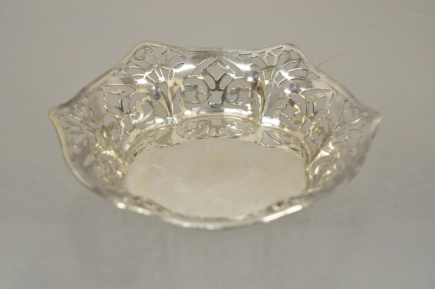 Vintage TBB England Victorian Silver Plated Small Pierced Trinket Nut Dish Bowl
