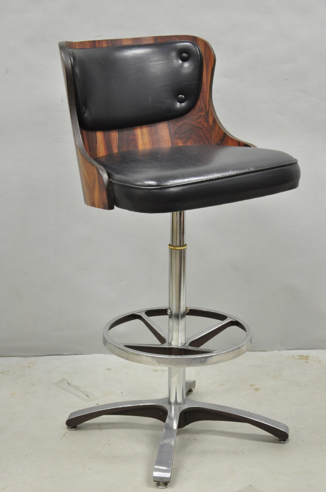 Vintage Daystrom Mid Century Modern Faux Rosewood Laminate Barstools - Set of 4