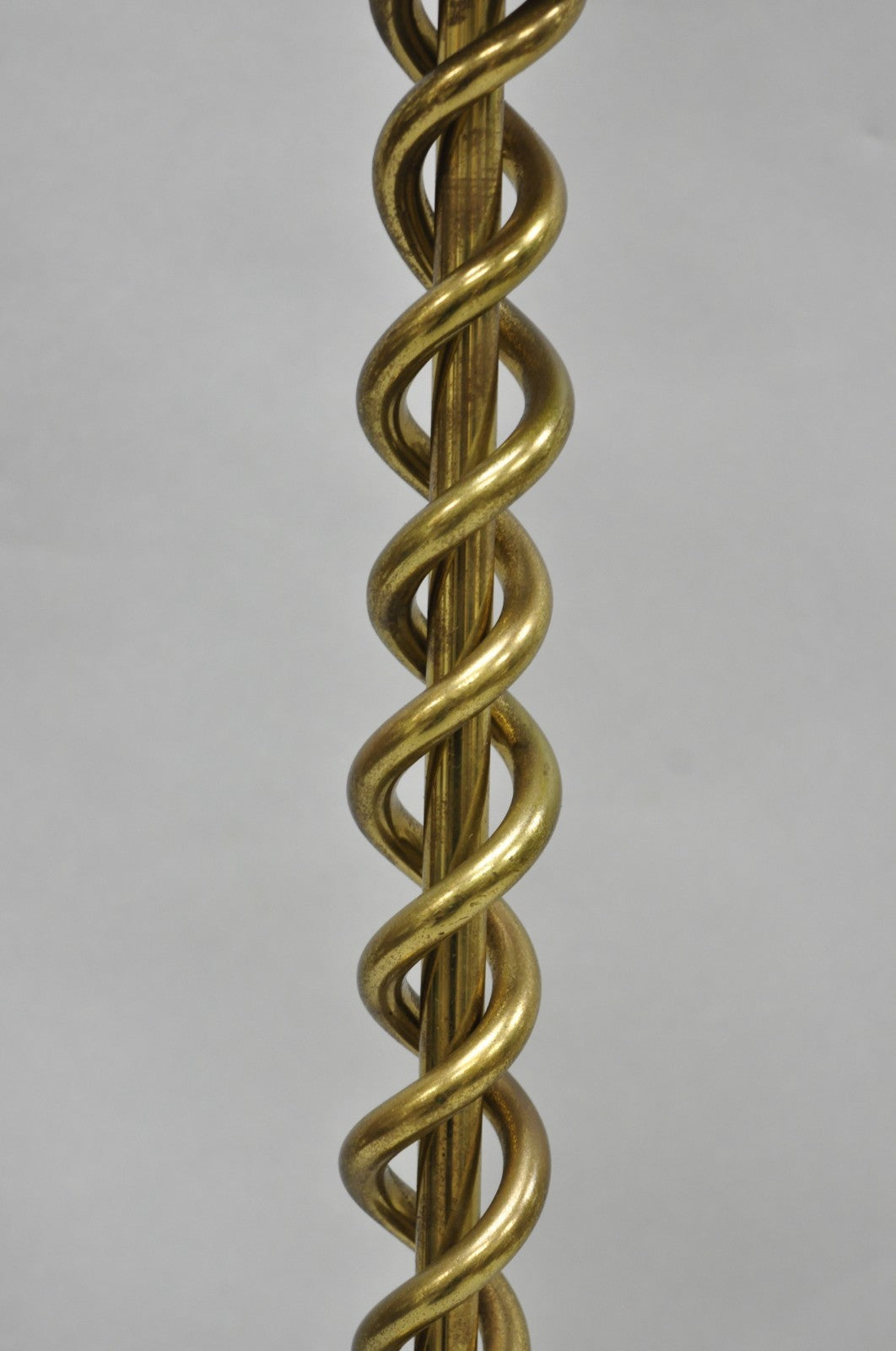 Vintage English Brass Spiral Barley Twist Candlestick Pole Floor Lamp
