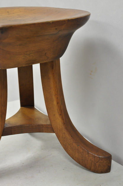 Vintage Mid Century Modern Mahogany Adolf Loos Theban Style Tripod Saddle Stool