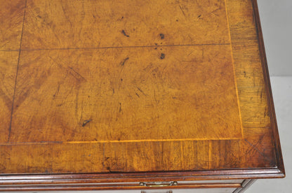 Antique English Georgian Burl Walnut Ball and Claw Inlaid Lowboy Bachelor Chest