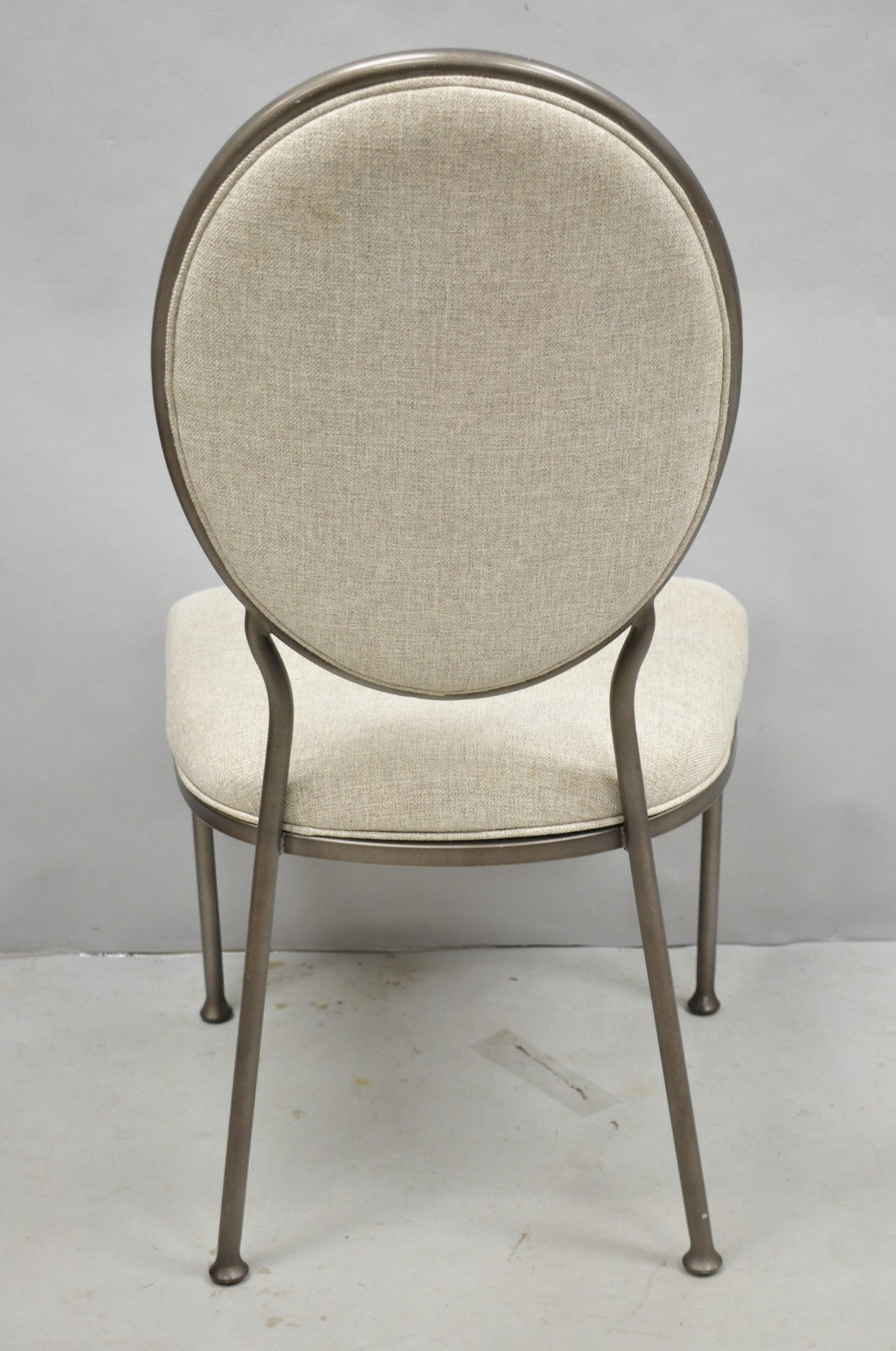 Contemporary Modern Metal Frame Oval Back Upholstered Dining Side Chair Set of 4
