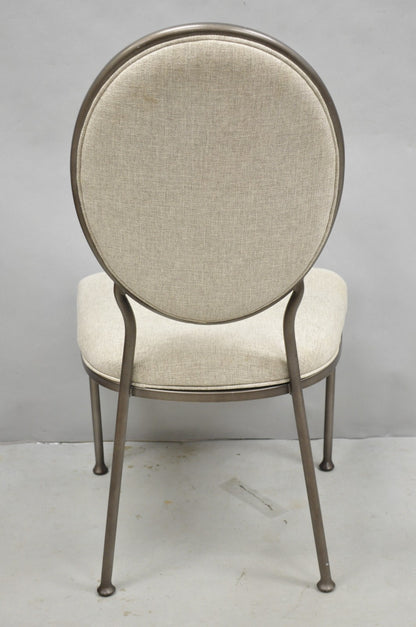 Contemporary Modern Metal Frame Oval Back Upholstered Dining Side Chair Set of 4