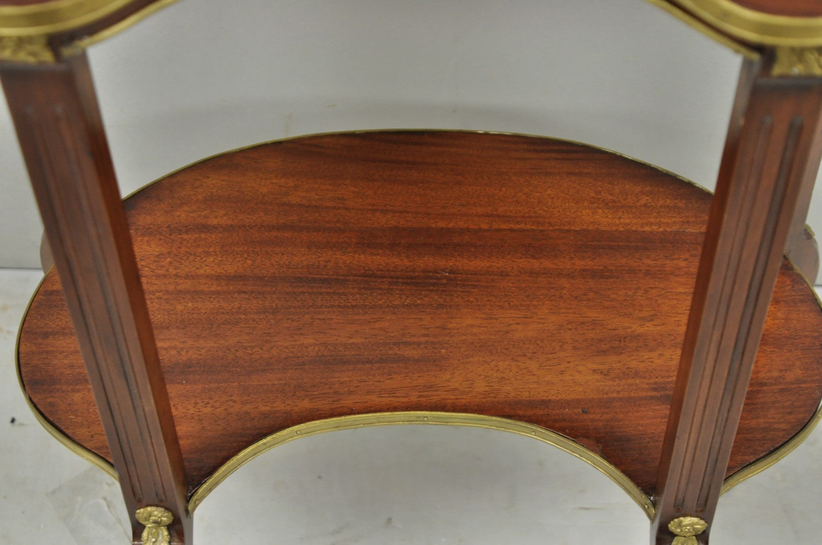 Vintage French Louis XV Style Mahogany Kidney Bean Side Table w/ Bronze Ormolu