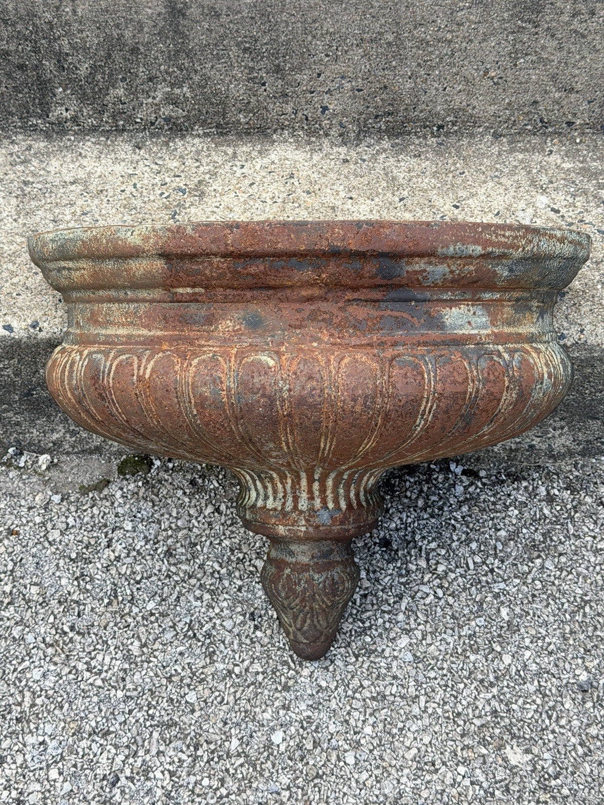 Neoclassical Cast Iron Half Round Wall Fountain Bowl Lavabo Garden Planter Pot