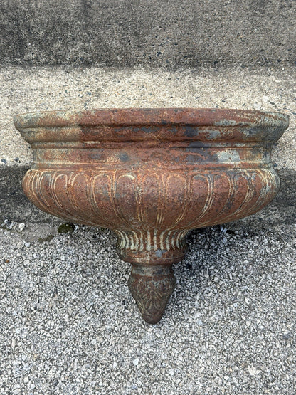 Neoclassical Cast Iron Half Round Wall Fountain Bowl Lavabo Garden Planter Pot