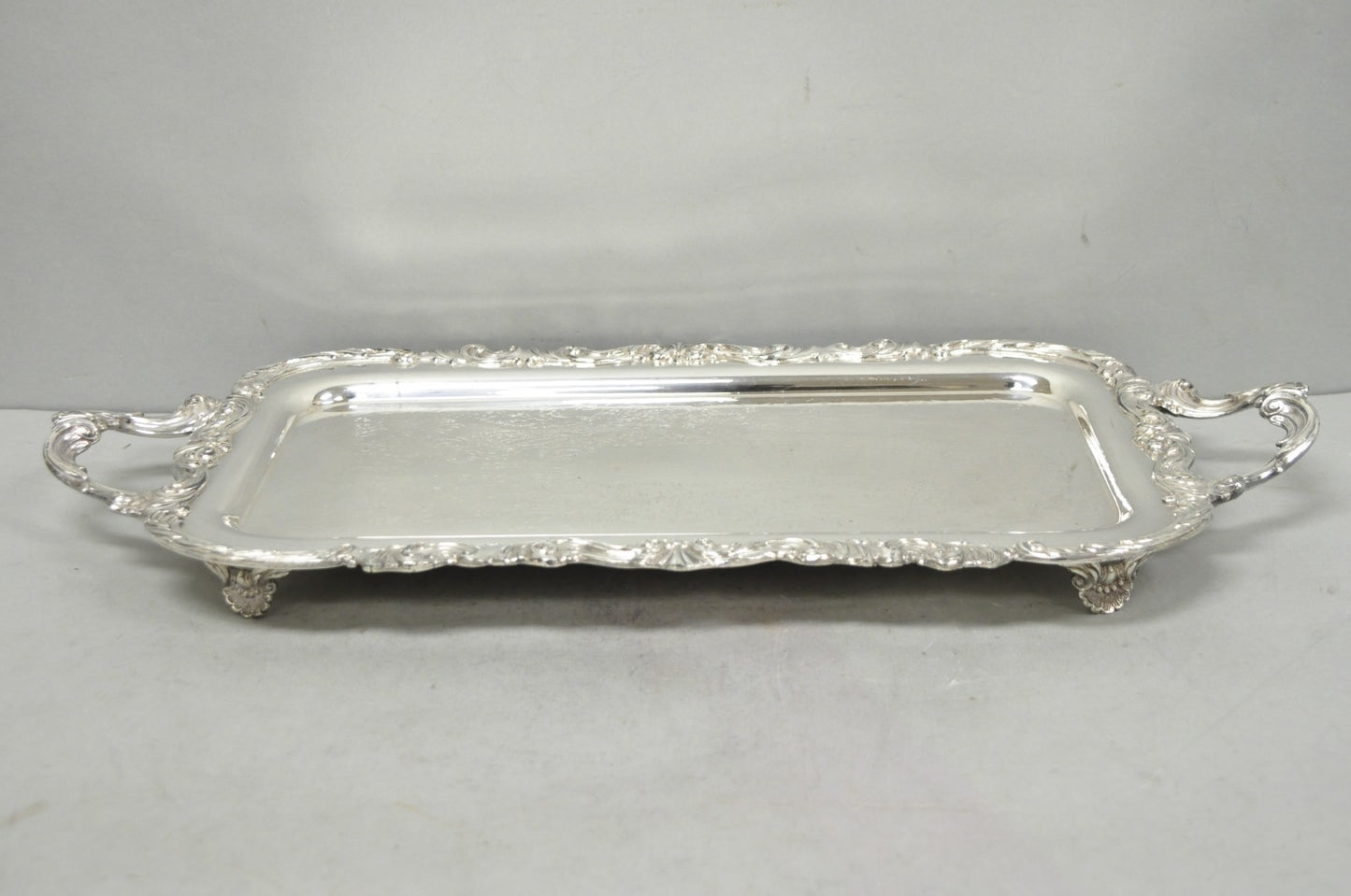 Vintage FB Rogers 1338 Victorian Silver Plated Narrow Serving Platter Bar Tray