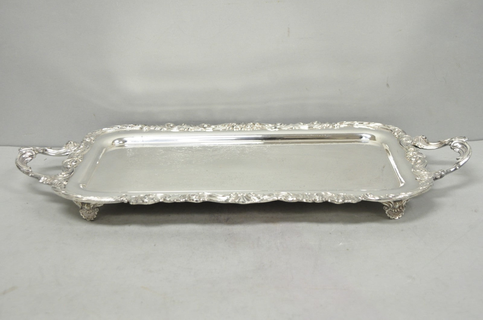Vintage FB Rogers 1338 Victorian Silver Plated Narrow Serving Platter Bar Tray