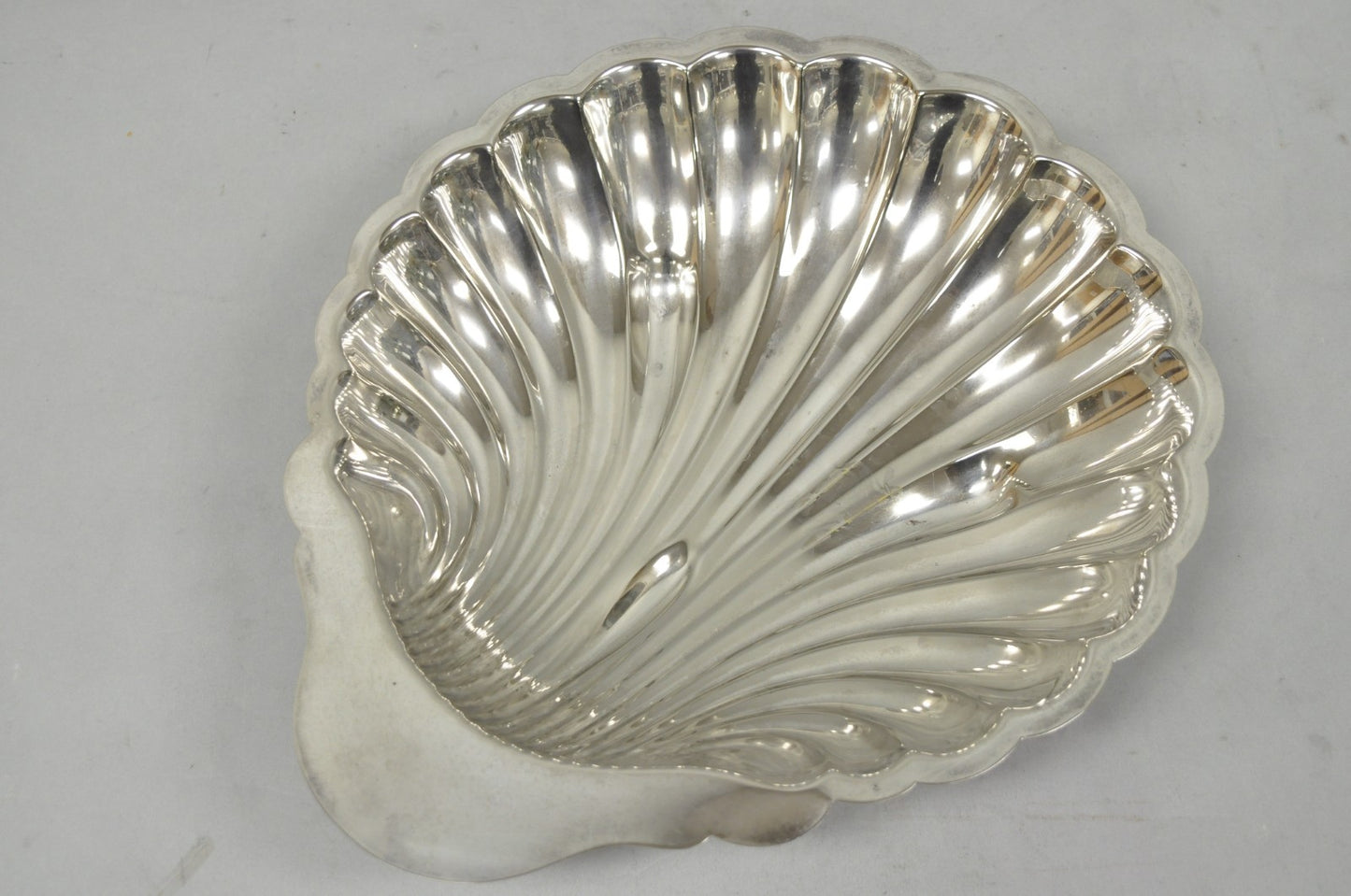 Vintage Mid Century Modern Large Silver Plated Clam Shell Serving Dish Platter