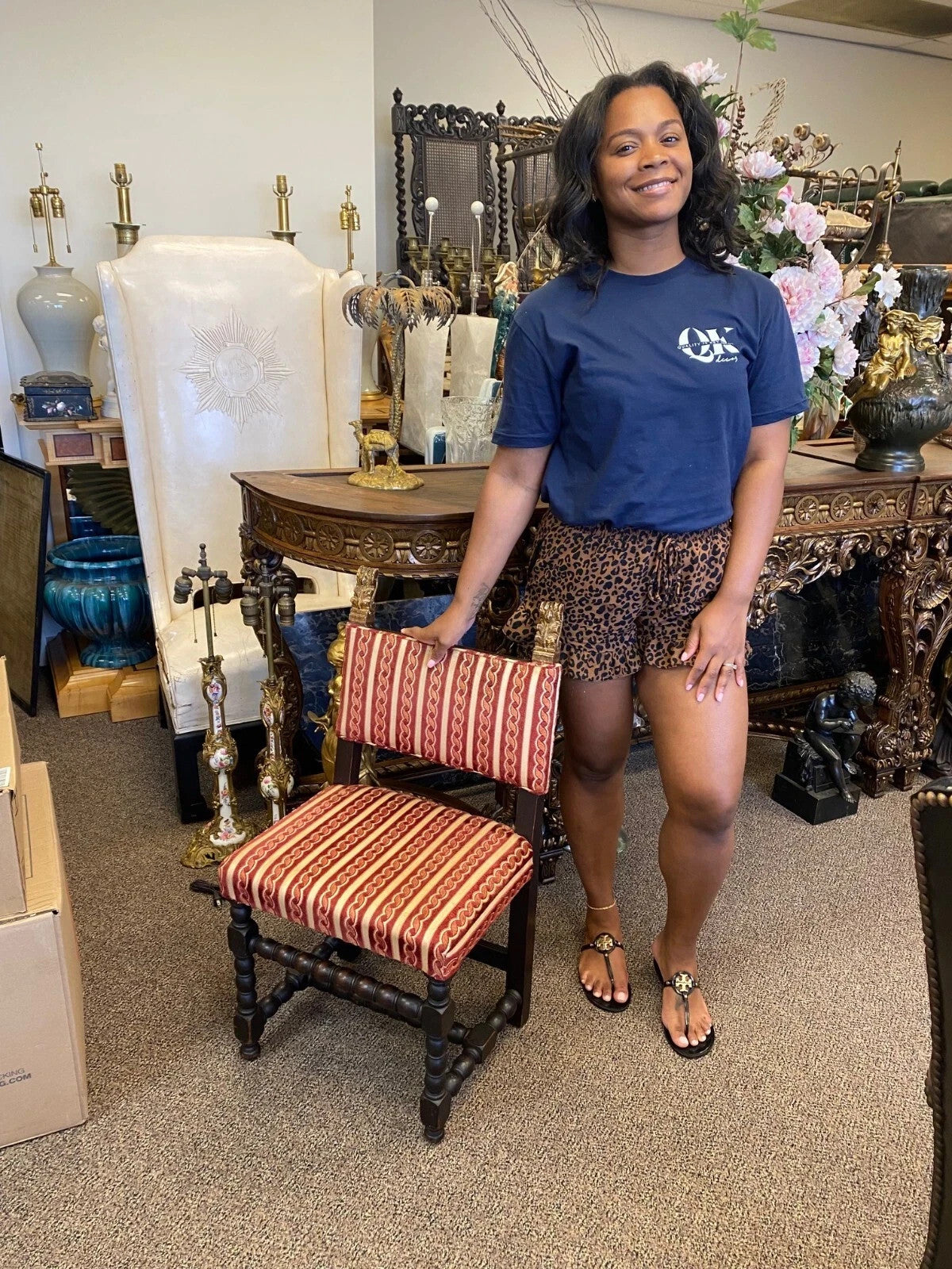 Antique Small Jacobean Style Turn Carved Walnut Accent Side Chairs - a Pair