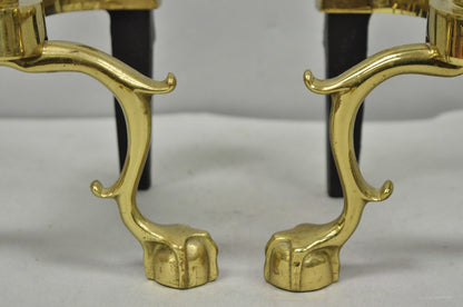 The Harvin Co Vintage Brass Federal Style Branch Foot Fireplace Andirons - Pair