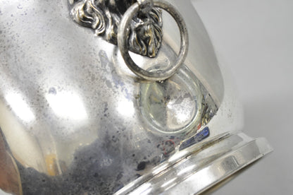 Vintage English Regency Winthrop Silver Plated Lion Handle Covered Ice Bucket