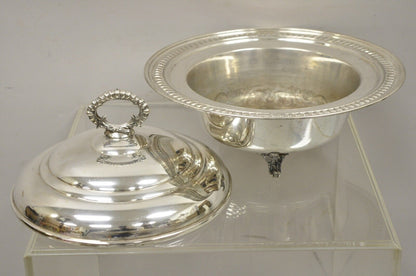 Vtg English Regency Victorian Silver Plated Lidded Vegetable Serving Dish Bowl
