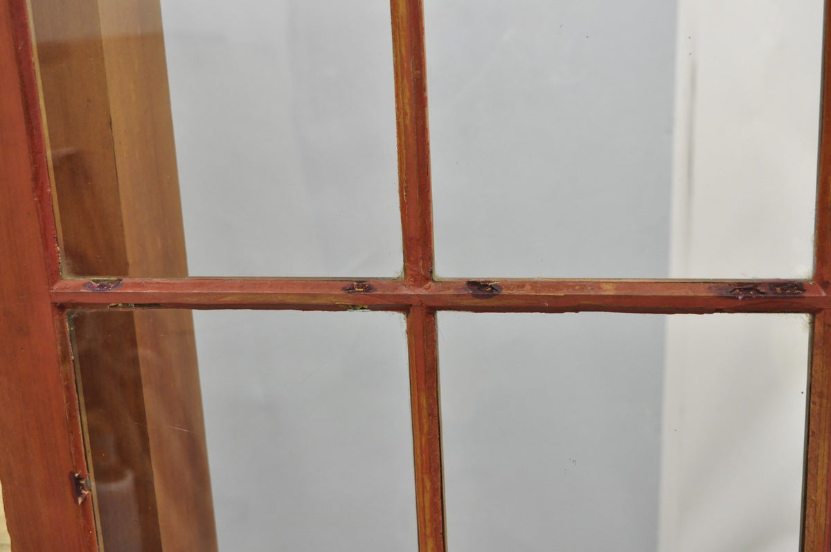 Antique Colonial Primitive Cherry Wood Glass Front Corner China Cabinet Cupboard