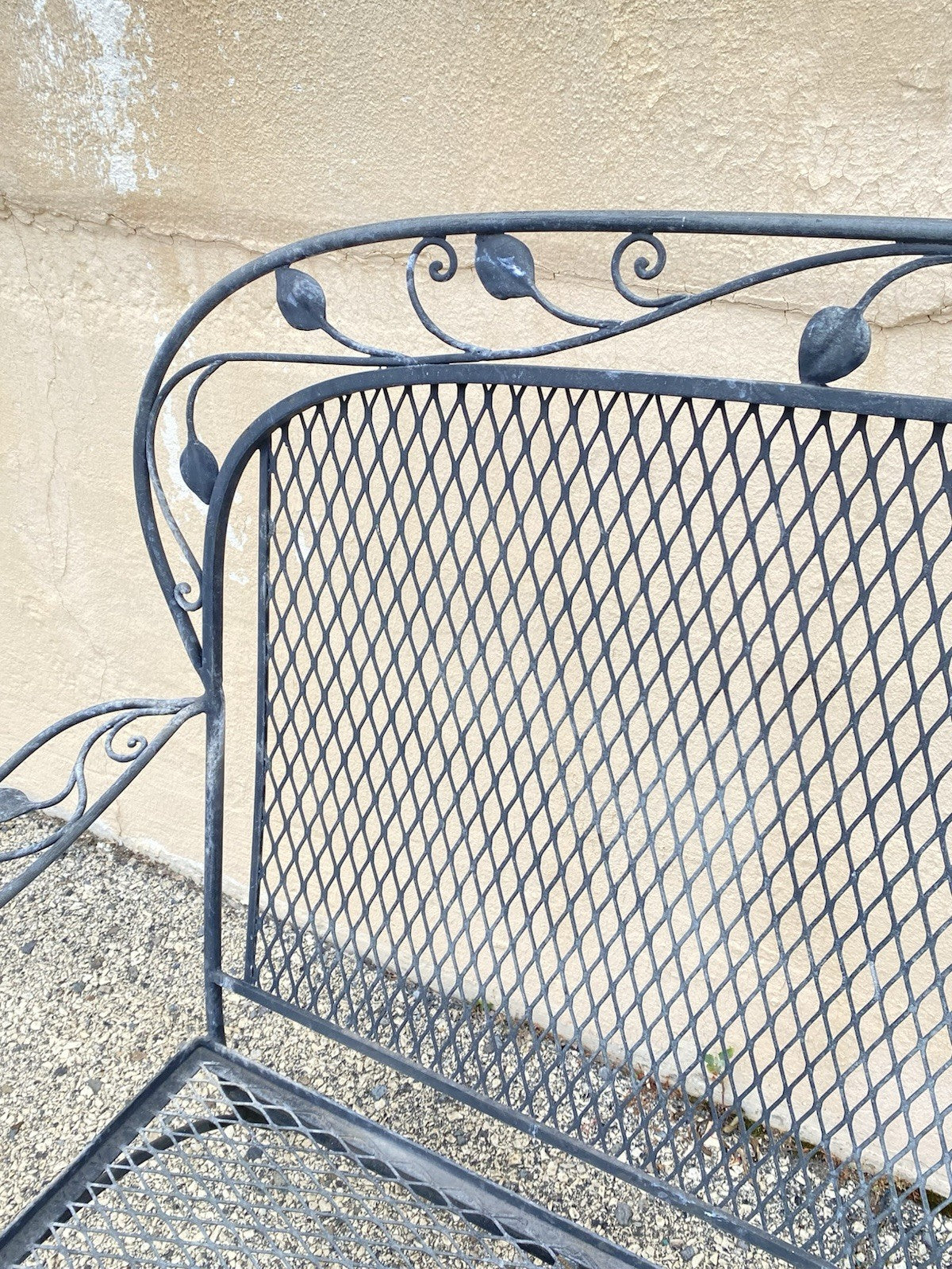 Vintage Salterini Art Nouveau Wrought Iron Garden Patio Sofa Chair Set - 4 Pcs
