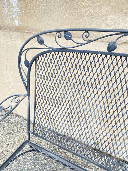 Vintage Salterini Art Nouveau Wrought Iron Garden Patio Sofa Chair Set - 4 Pcs