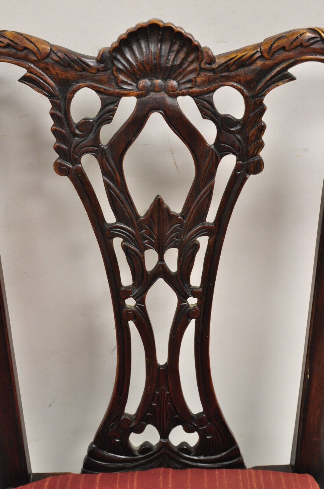 Chippendale Style Mahogany Carved Ball and Claw Dining Side Chairs - a Pair