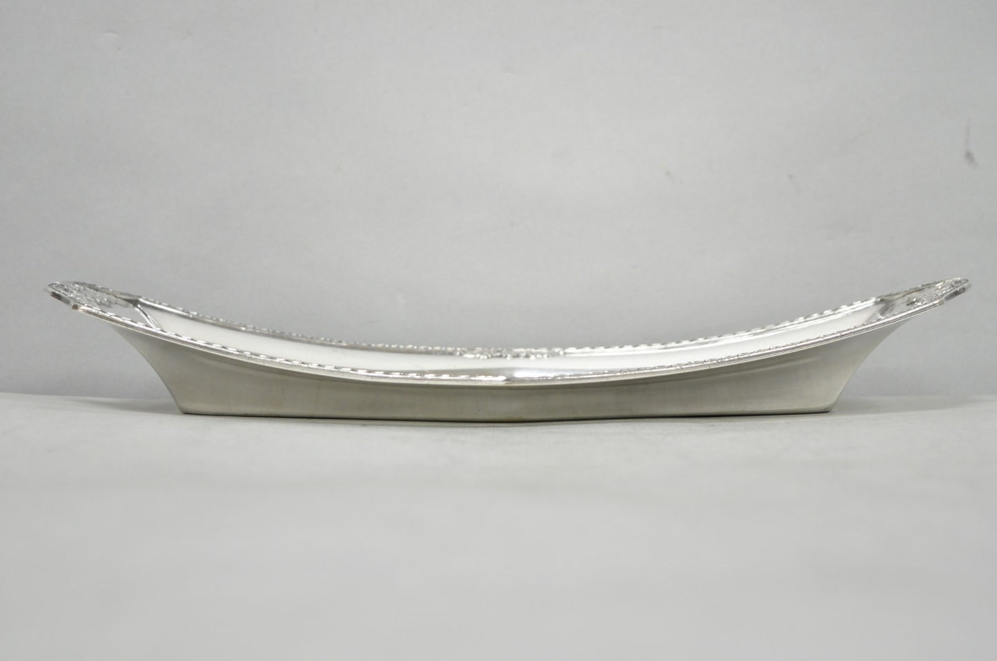 Vintage Poole 8093 Victorian Silver Plated Narrow "Boat Form" Trinket Dish