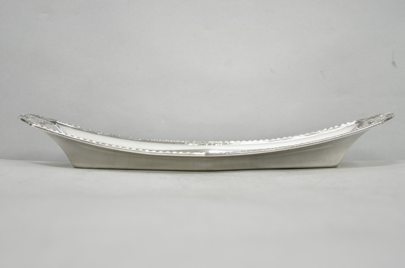Vintage Poole 8093 Victorian Silver Plated Narrow "Boat Form" Trinket Dish