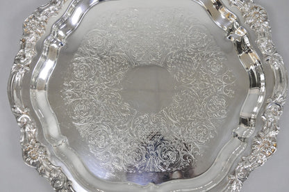 Vintage FB Rogers 7734 Silver Plated Scalloped Round Salver Serving Platter Tray
