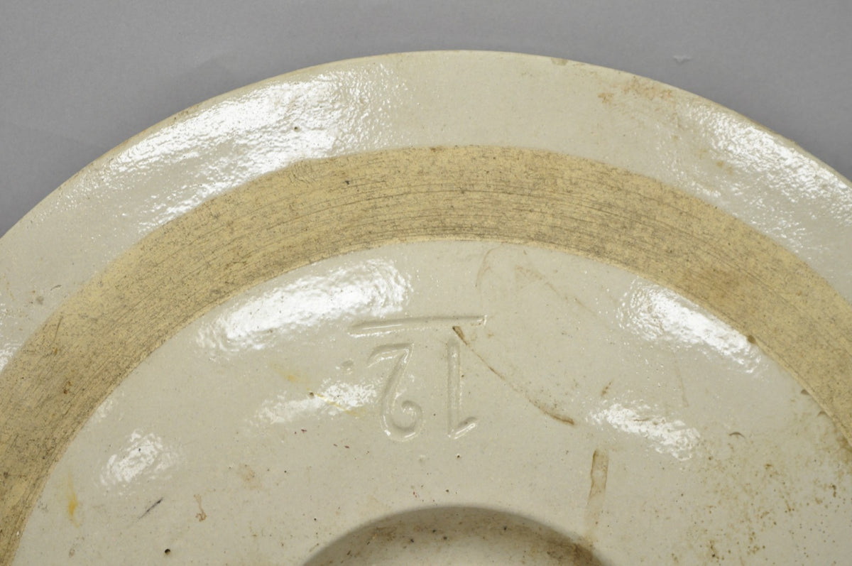 Antique American Primitive Salt Glazed Ceramic 15 Gallon Crock Pot Lid Cover