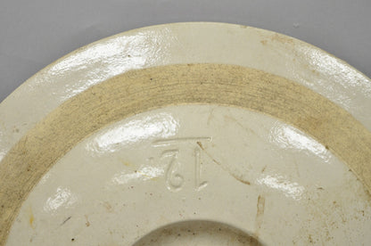 Antique American Primitive Salt Glazed Ceramic 15 Gallon Crock Pot Lid Cover