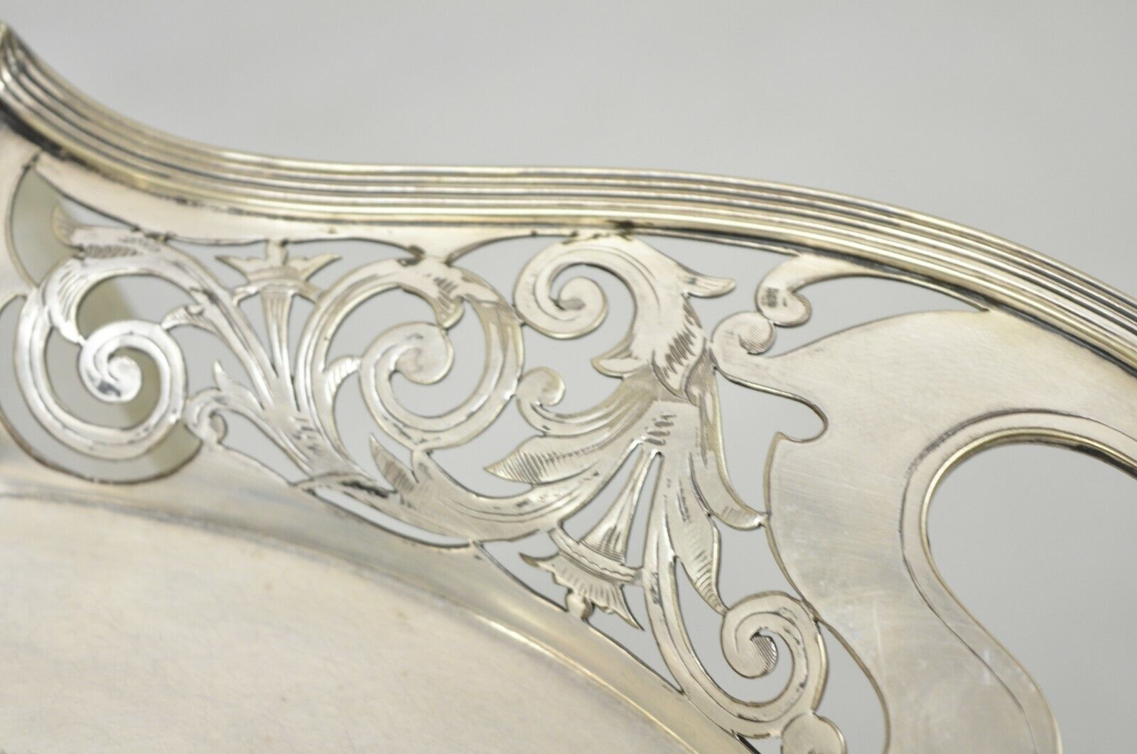 Antique D & H England 24" Silver Silver Plated Pierced Scalloped Platter Tray