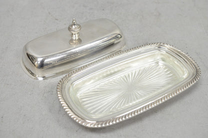Vintage Oneida Silver Plated Covered Butter Dish w/ Glass Liner (A)