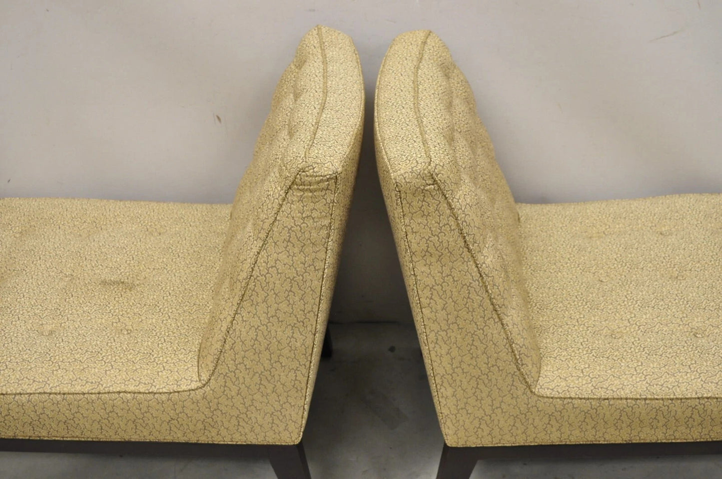 Vintage Edward Wormley for Dunbar Wood Frame Slipper Lounge Chairs - a Pair