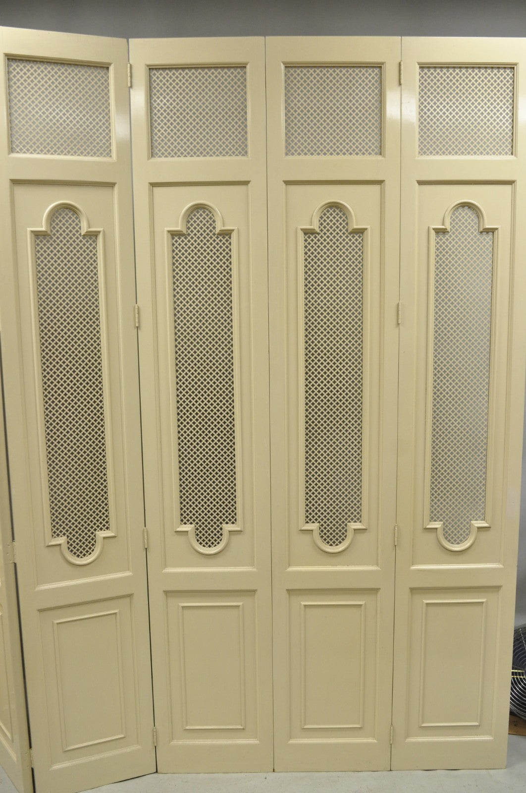 Vintage Lrg Hollywood Regency 92" Tall 6 Panel Bone Lacquer Room Divider Screen