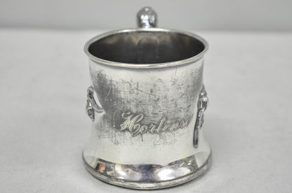 Antique Forbes Silver Co Art Nouveau Floral Monogramed Silver Plated Shaving Mug