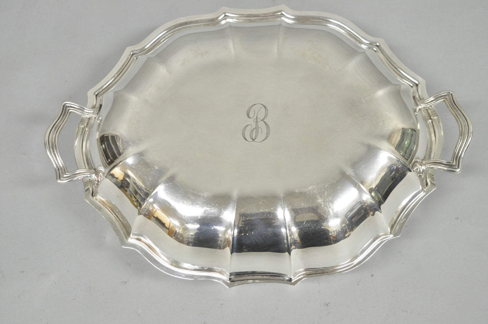 Vintage International Silver Co Chippendale Covered Serving Dish w/ "B" Monogram