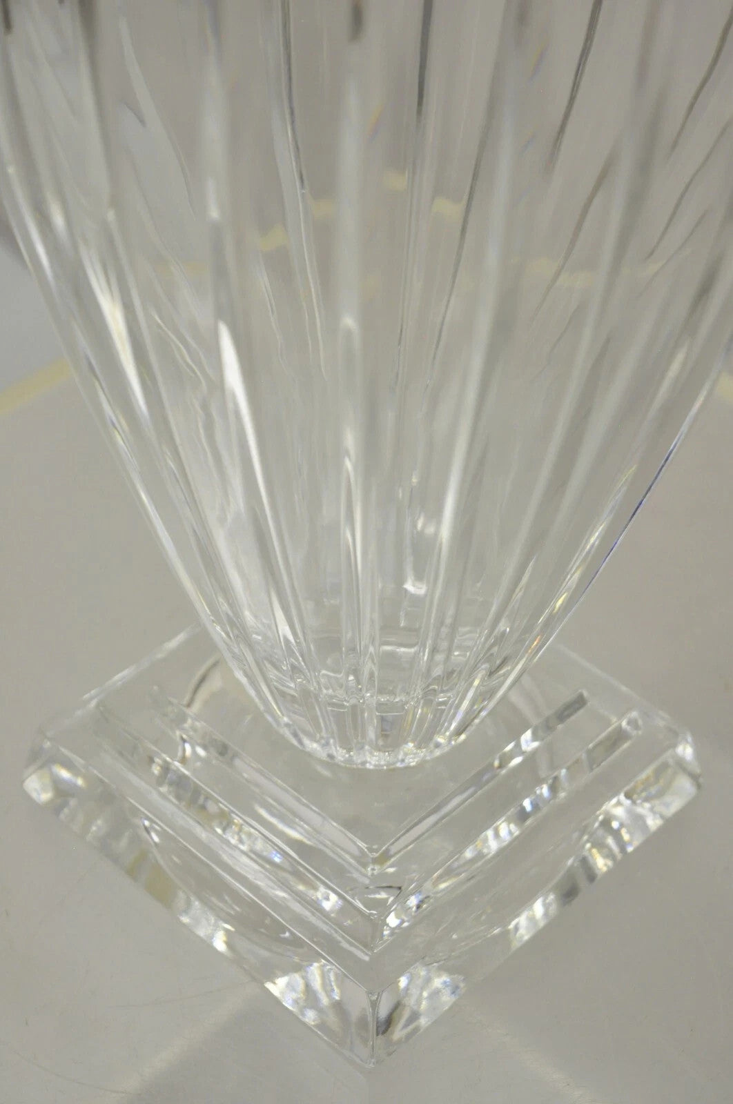 Vintage Modern Lead Crystal Glass 12" Fluted Flower Vase, Poland