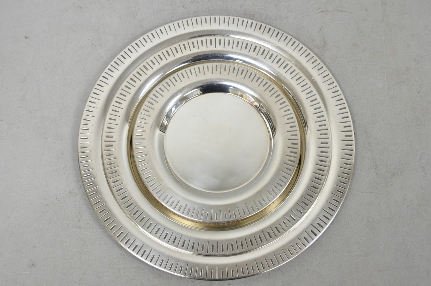 Vintage Hopeakeskus Oy Finland Modern Silver Plated Serving Plate Dishes - 3 Pc