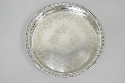 Webster Wilcox "Brandon Hall" 7572G Silver Plated Reticulated 15" Round Bar Tray