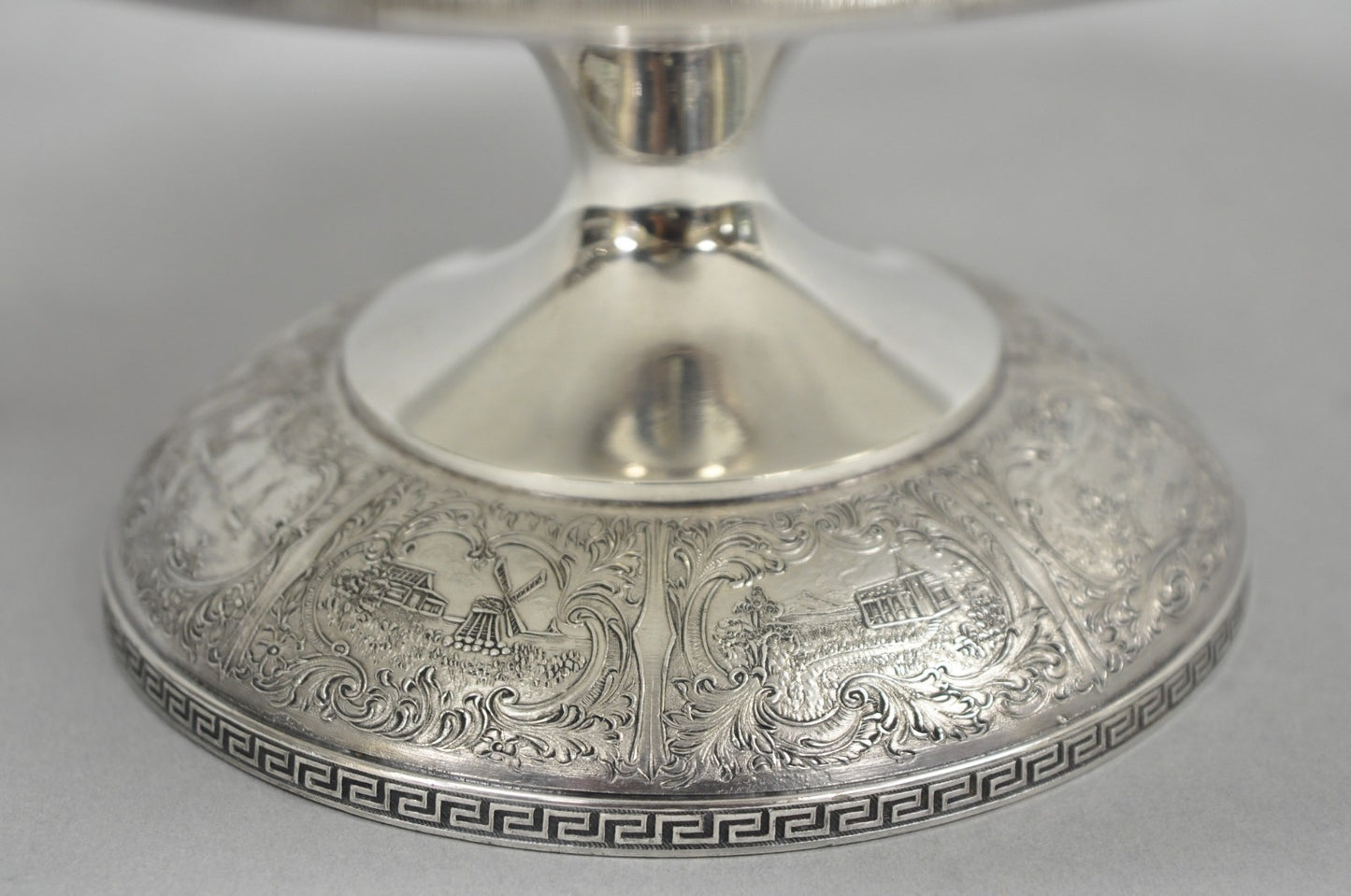 Vintage Victorian Silver Plated Flower Frog Flower Arranger Vase w Pedestal Base