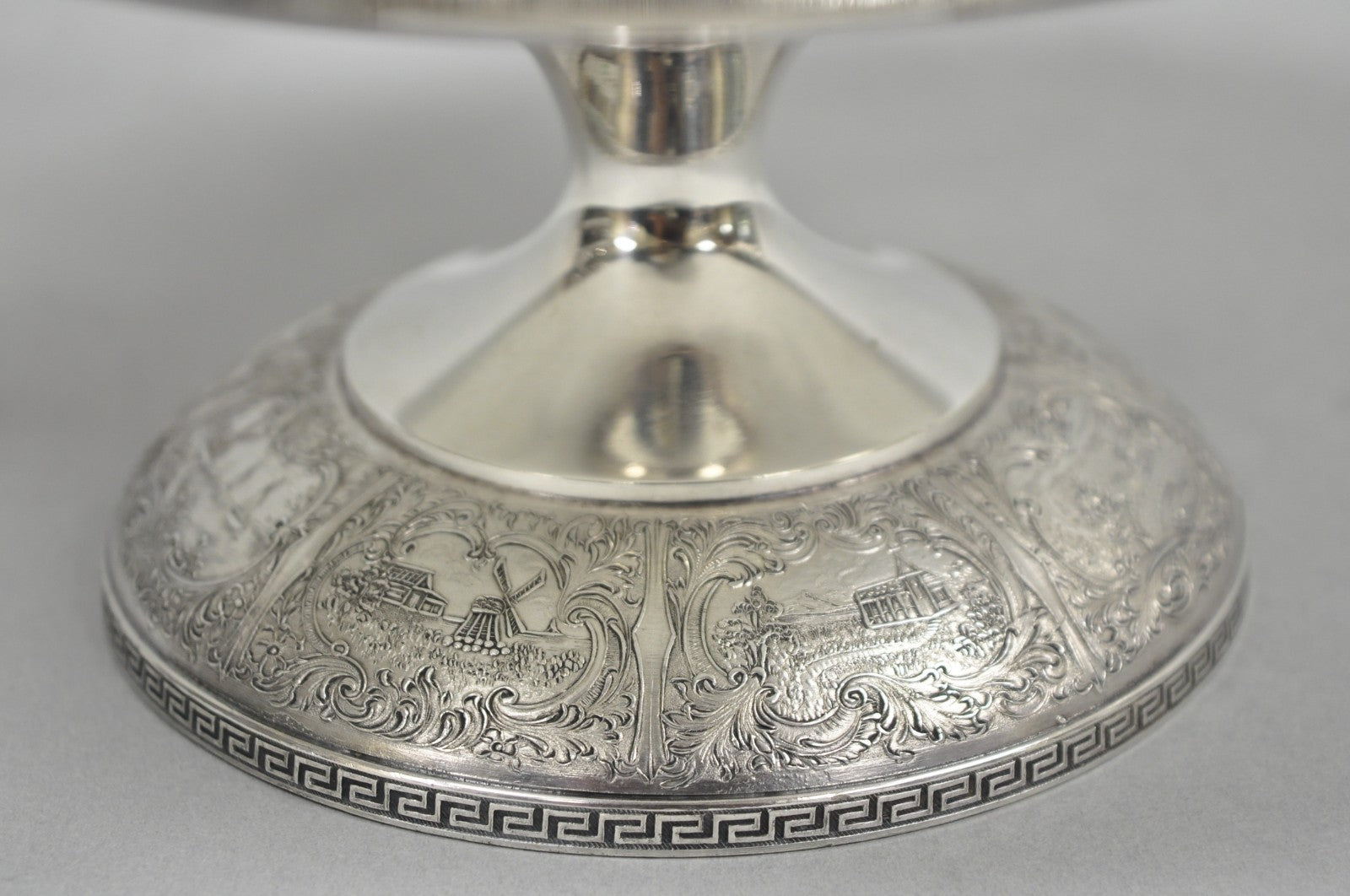 Vintage Victorian Silver Plated Flower Frog Flower Arranger Vase w Pedestal Base